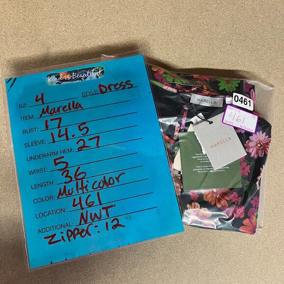 Marella Bacini Ruffle Dress NEW Women's SZ 4 Floral Sheer Sleeve Party Spring - Picture 15 of 15